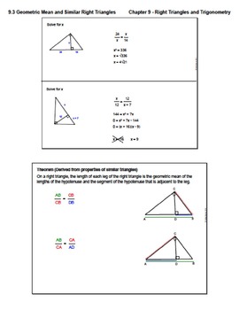 similar right triangles common core geometry homework answer key