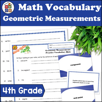 Preview of Geometric Measurements | 4th Grade Math Vocabulary Study Guide Materials