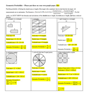 geometric probability worksheet spring 2012 with answer key editable