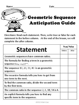 Geometric Sequence by Math Club | Teachers Pay Teachers