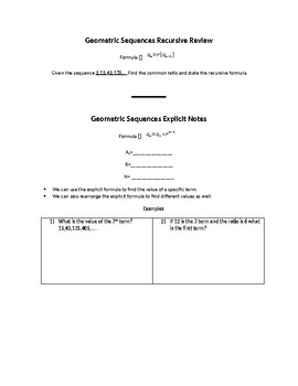 Preview of Geometric Sequence Notes