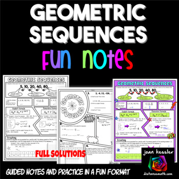 Preview of Geometric Sequences FUN Notes Doodle Pages and Practice