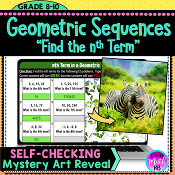 Preview of Geometric Sequences "Find the nth term" A Fun Digital Mystery Art Reveal