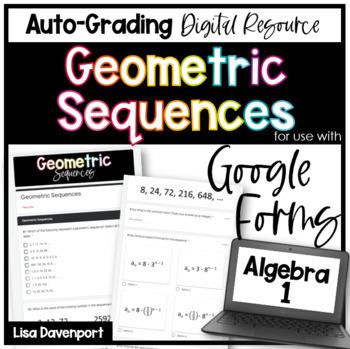 Preview of Geometric Sequences Google Forms Homework
