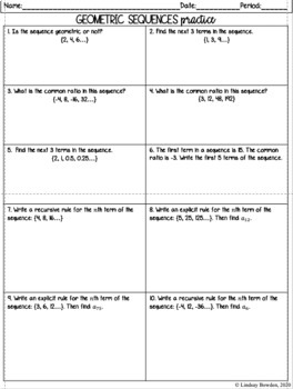 geometric and arithmetic sequences notes