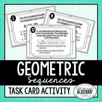 Preview of Geometric Sequences | Task Cards