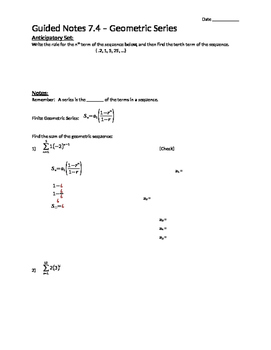 Preview of Geometric Series - Notes