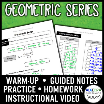 Preview of Geometric Series Notation Lesson | Warm-Up | Guided Notes | Homework