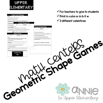 Preview of Geometric Shape Games for Centers, Stations, or Intervention