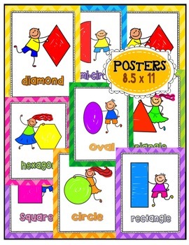 Preview of Shapes:  Posters, Flashcards and Write & Wipe Cards (K.G.A.2)