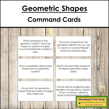Preview of Montessori Geometric Shapes Command Cards - Primary Geometry