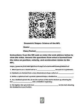 Preview of Geometric Shapes-Science of the NFL QR Code Video Worksheet