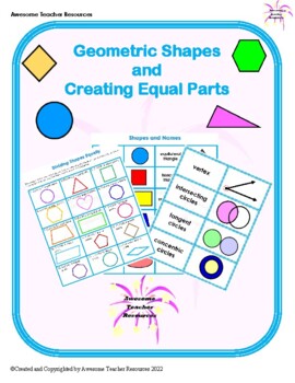 Preview of Geometric Shapes and Creating Equal Parts Packet