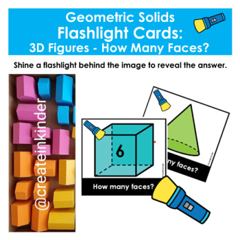 Preview of Geometric Solids Flashlight Cards 3D Figures ( Shapes ) How many faces?