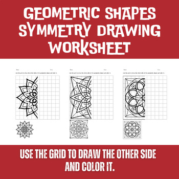 Preview of Geometric Symmetry Shapes Drawing Coloring | 10 Pages Printable Worksheets