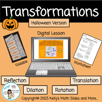 Preview of Geometric Transformations Activity - Digital and Printable - Halloween-Themed