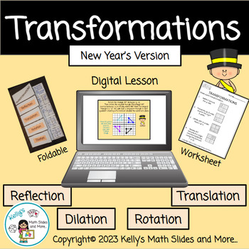 Preview of Geometric Transformations Activity - Digital and Printable- New Year's Themed