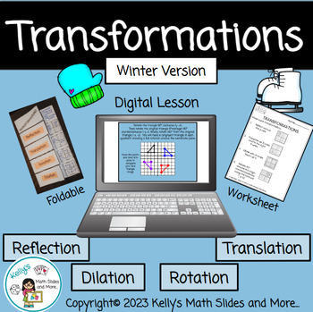 Preview of Geometric Transformations Activity - Digital and Printable - Winter-Themed