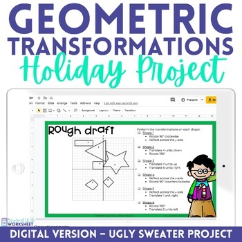 Preview of Geometric Transformations Christmas Math Project - Digital Resource
