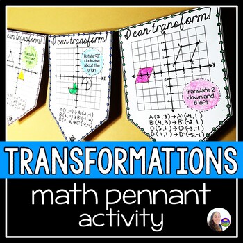 Preview of Geometric Transformations Math Pennant Activity (4 QUADRANTS)