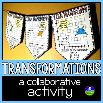 Preview of Geometric Transformations Math Pennant Activity (QUADRANT 1)