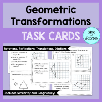 Preview of Geometric Transformations Practice Problems -Task Cards