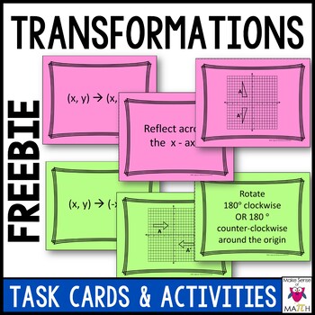 Preview of Geometric Transformations Task Cards | Translate Reflect Rotate Dilate Activity