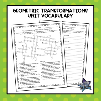 Preview of Geometric Transformations Unit - Vocabulary Crossword