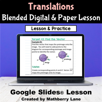 Preview of Geometric Translations Google Slides Lesson Geometry Rigid Motions Guided Notes
