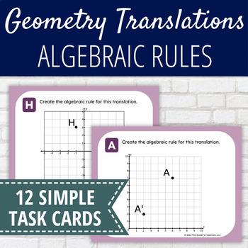 Preview of Algebraic Rules for Geometric Translations Task Cards - Beginner Level