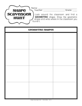sheet blank 5 music line Art (Elementary Geometric Shape Scavenger Organic Hunt and