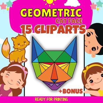 Preview of End of The Year Activities shape angles worksheet Geometrical Cat Face Cliparts
