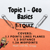 Geometry 1-1 Quiz (Practice Quiz, Quiz & KEYS Included)
