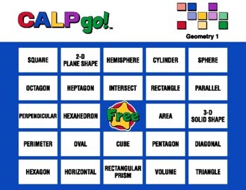 Preview of Geometry 1 - Academic Language Bingo