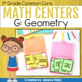 1st Grade Math Centers - Geometry, 2D and 3D Shapes, Parti