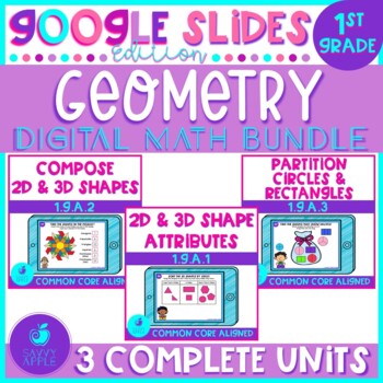 Preview of Geometry 1st Grade Math Google Slides BUNDLE Distance Learning