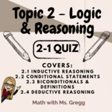 Geometry 2-1 Quiz, Quiz Review (or VersionB) & Keys