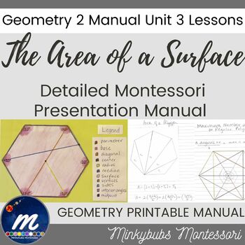 Preview of Geometry 2 Area of Surfaces of Figures Lessons Montessori Manual Album Unit 3