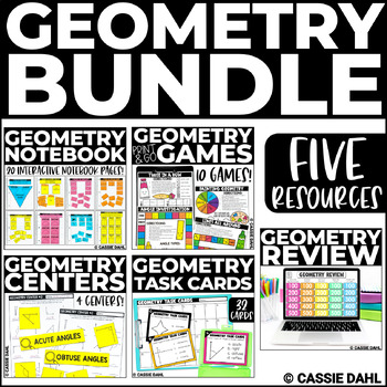 Preview of Geometry Resource Bundle - Geometry Games, Geometry Centers, Geometry Task Cards