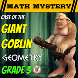 3rd Grade Geometry Review Math Mystery 2D & 3D Shapes, Perimeter + Area