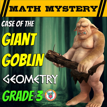 Preview of 3rd Grade Geometry Review Math Mystery 2D & 3D Shapes, Perimeter + Area