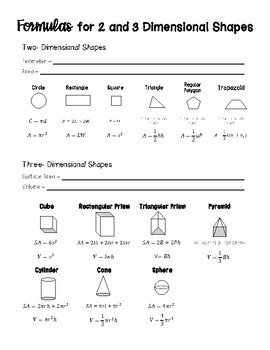 Preview of Geometry 2D & 3D Formula Sheet