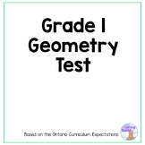 Geometry 2D & 3D Shapes Test - Grade 1 Math Assessment (Ontario)