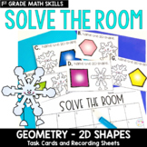 Geometry 2D Shapes Math Task Cards First Grade Solve the Room