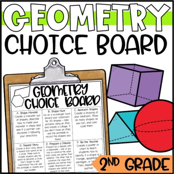 Preview of 2D and 3D Shape Choice Board and Activities