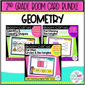 Preview of Geometry 2nd Grade Boom Card BUNDLE