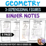 Geometry - 3-Dimensional Figures - Binder Notes