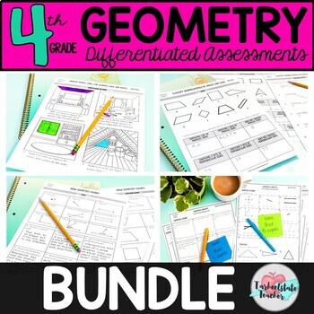 Preview of 4th Grade Geometry Worksheets 4.G.1, 4.G.2, 4.G.3 Perfect for Geometry Review