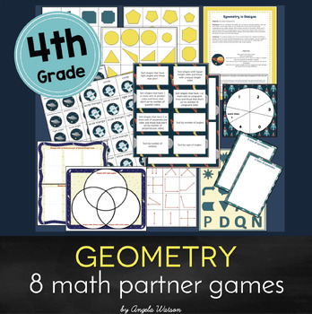 Preview of 4th Grade Geometry: 2D Shapes Math Partner Games