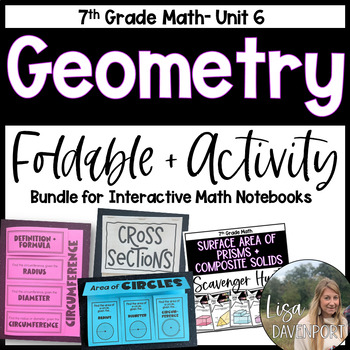 Preview of Geometry - 7th Grade Foldables and Activities for Interactive Notebooks